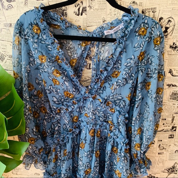 Saints + secrets blue dress NWT XS floral openback - Picture 2 of 10